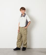 KJKHD90035 a.v.v KIDS(アー・ヴェ・ヴェ) [140-150]【男女兼用】襟付きバイカラーハーフジップ ライトグレー