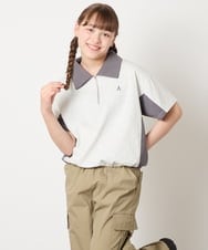 KJKHD90035 a.v.v KIDS(アー・ヴェ・ヴェ) [140-150]【男女兼用】襟付きバイカラーハーフジップ ライトグレー