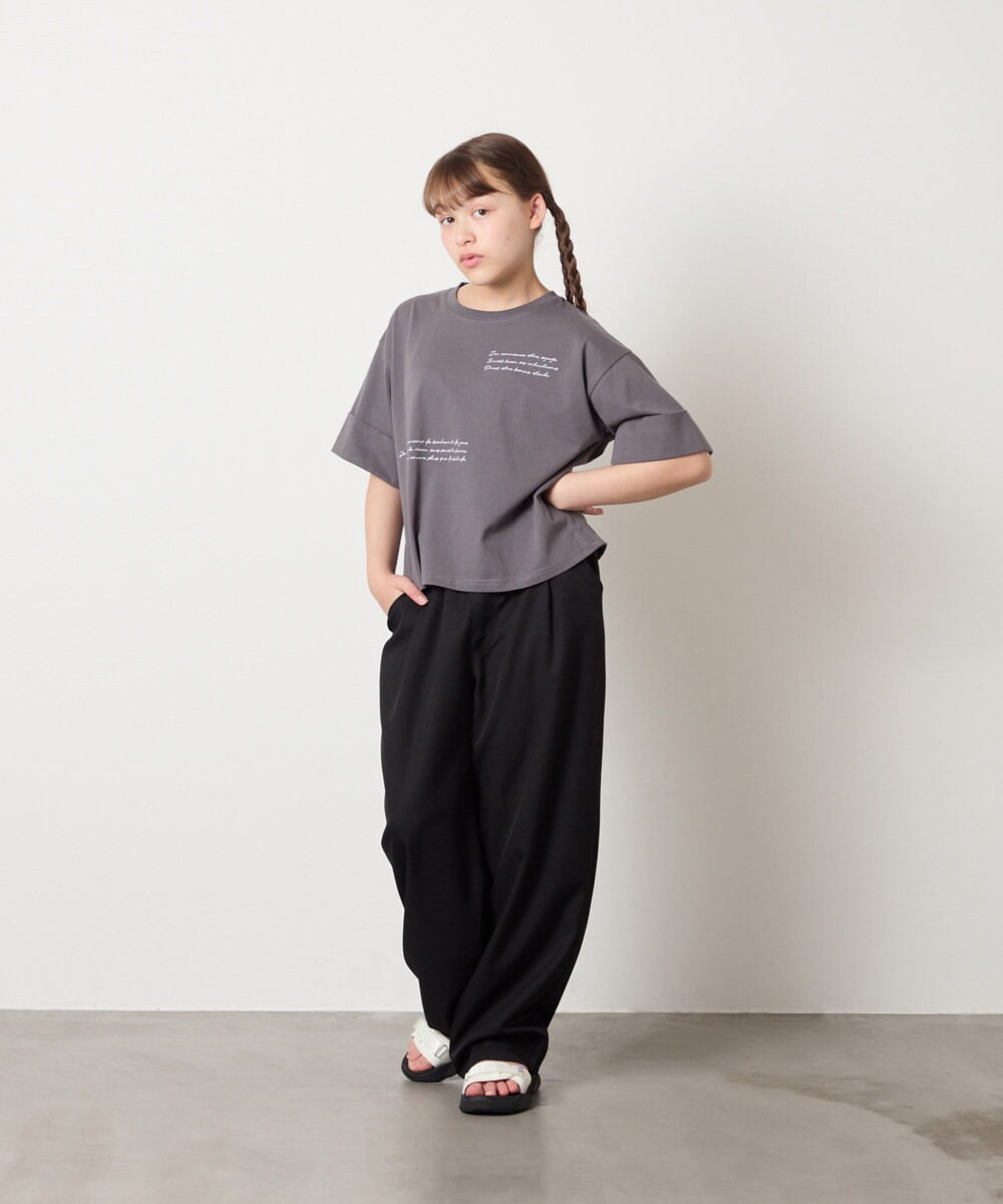 KJKHD91029 a.v.v KIDS(アー・ヴェ・ヴェ) [140-150]【男女兼用】袖ロールアップオーバーT ダークグレー