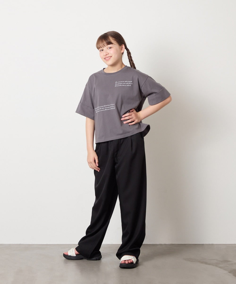 KJKHD91029 a.v.v KIDS(アー・ヴェ・ヴェ) [140-150]【男女兼用】袖ロールアップオーバーT ダークグレー