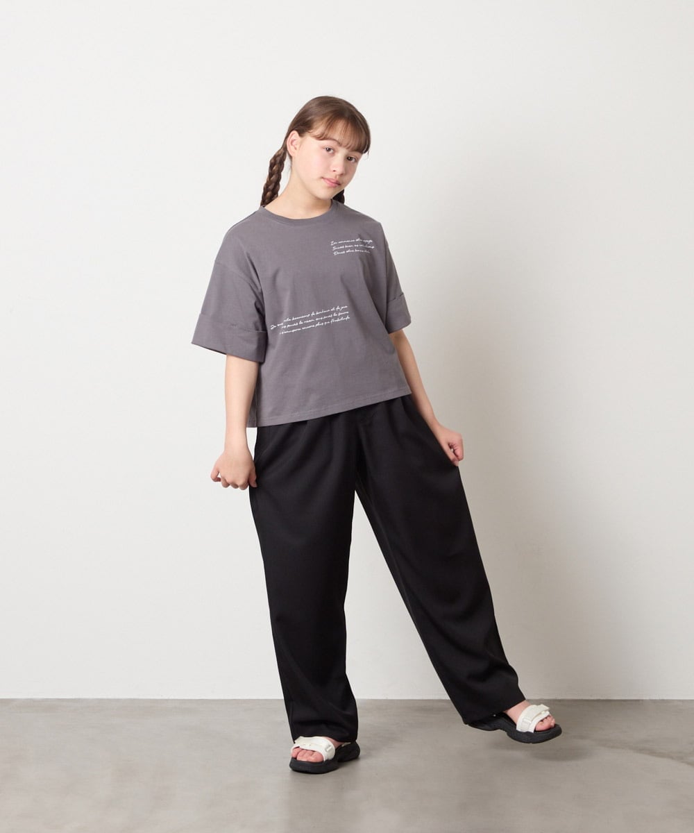 KJKHD91029 a.v.v KIDS(アー・ヴェ・ヴェ) [140-150]【男女兼用】袖ロールアップオーバーT ダークグレー