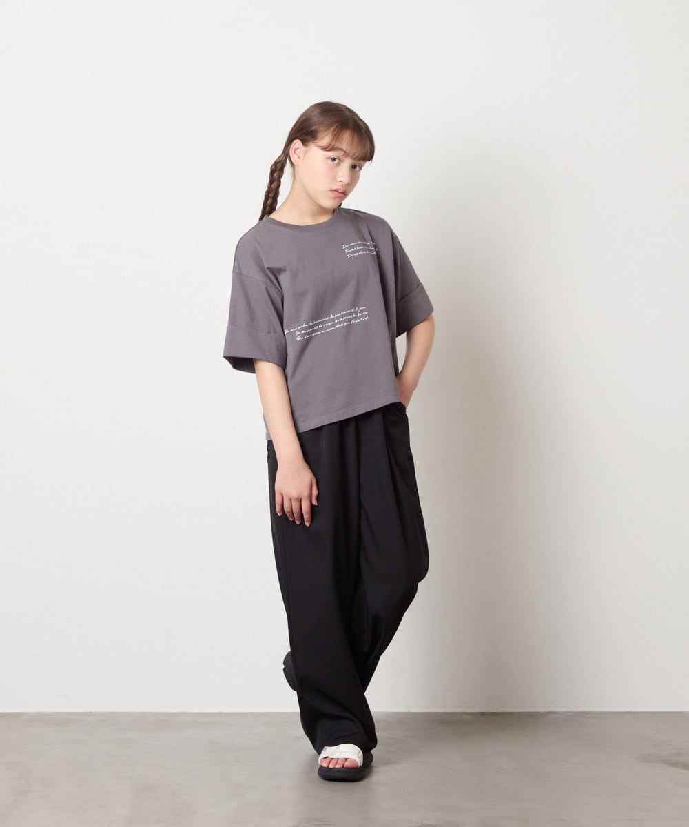 KJKHD91029 a.v.v KIDS(アー・ヴェ・ヴェ) [140-150]【男女兼用】袖ロールアップオーバーT ダークグレー