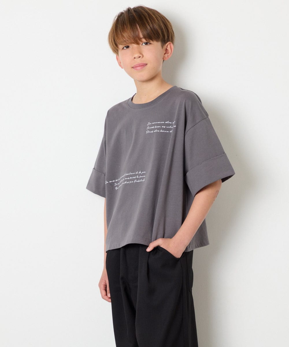 KJKHD91029 a.v.v KIDS(アー・ヴェ・ヴェ) [140-150]【男女兼用】袖ロールアップオーバーT ダークグレー