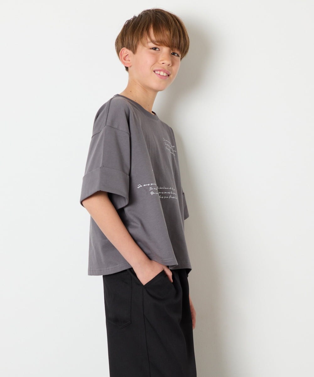 KJKHD91029 a.v.v KIDS(アー・ヴェ・ヴェ) [140-150]【男女兼用】袖ロールアップオーバーT ダークグレー