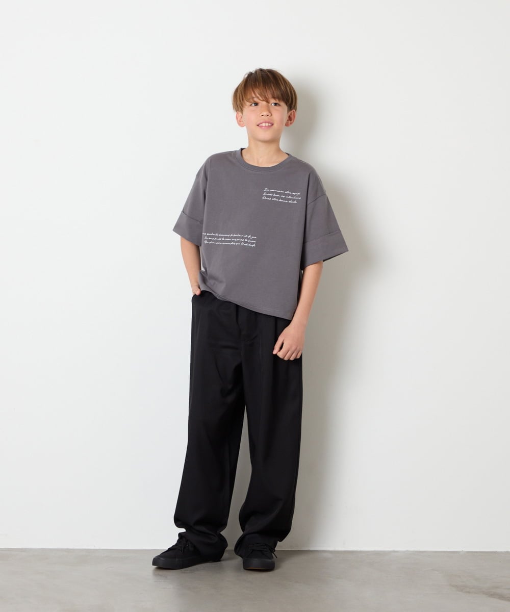 KJKHD91029 a.v.v KIDS(アー・ヴェ・ヴェ) [140-150]【男女兼用】袖ロールアップオーバーT ダークグレー