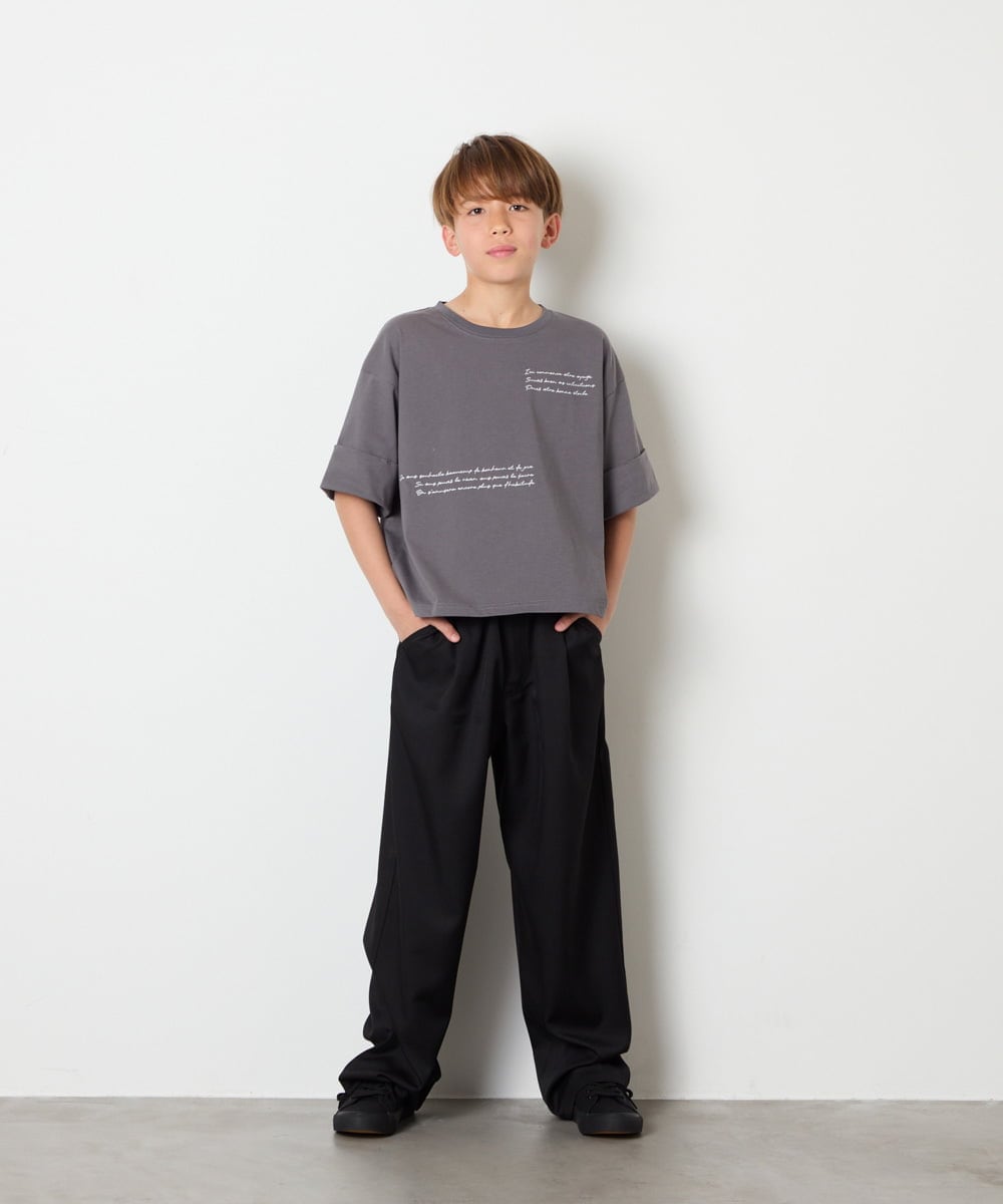 KJKHD91029 a.v.v KIDS(アー・ヴェ・ヴェ) [140-150]【男女兼用】袖ロールアップオーバーT ダークグレー