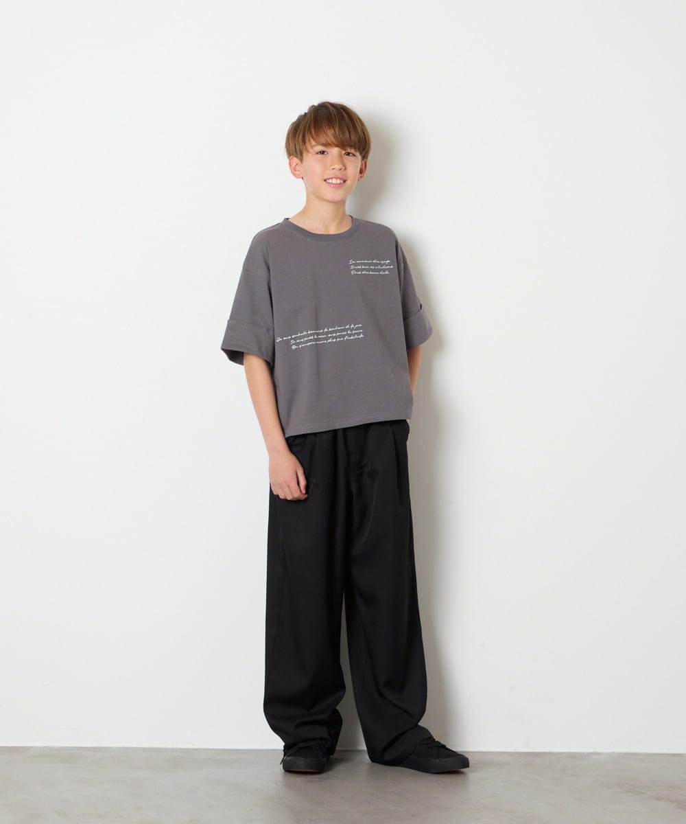 KJKHD91029 a.v.v KIDS(アー・ヴェ・ヴェ) [140-150]【男女兼用】袖ロールアップオーバーT ダークグレー