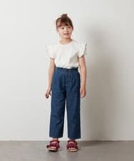 KJKHS22019 a.v.v KIDS(アー・ヴェ・ヴェ) [100-130]オフショル袖フリルテレコトップス ホワイト