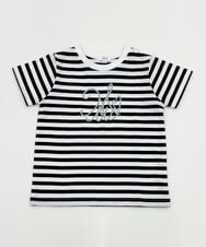 KJKHS23019 a.v.v KIDS(アー・ヴェ・ヴェ) [100-130]ビッグロゴ刺繍Tシャツ ボーダー