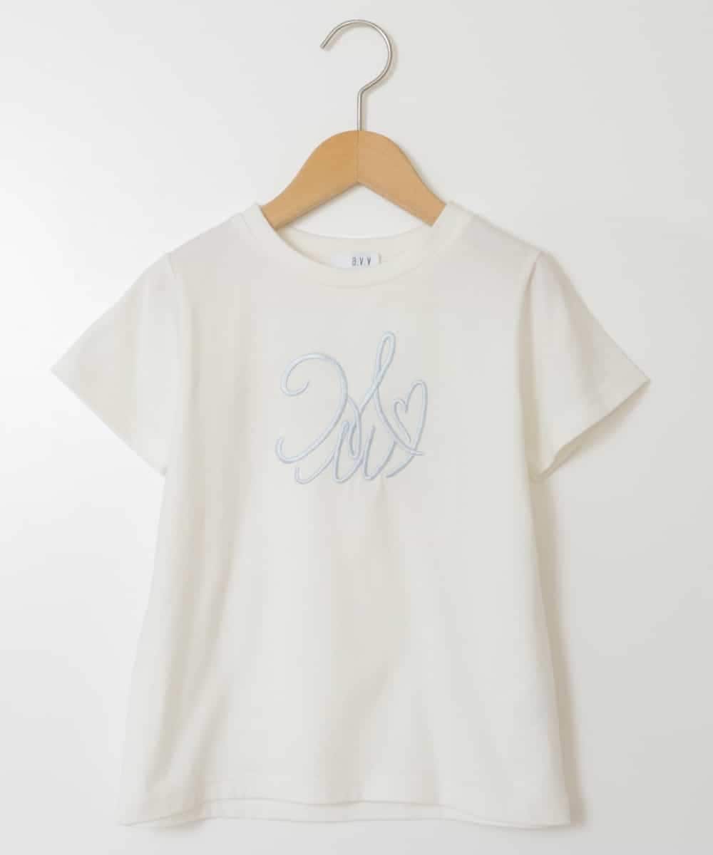 KJKHT23024 a.v.v KIDS(アー・ヴェ・ヴェ) [140-150]ビッグロゴ刺繍Tシャツ ホワイト