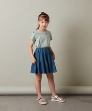 KJKHT26024 a.v.v KIDS(アー・ヴェ・ヴェ) [140-150]ラインストーンロゴオフショルＴシャツ ミント