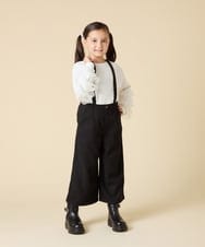 KJKJA41034 a.v.v KIDS(アー・ヴェ・ヴェ) [130-160]チュールスリーブポンチカットソー ホワイト