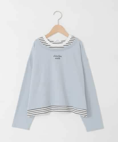 KJKJD03039 a.v.v KIDS [140-160]ボーダーレイヤード風ロングTシャツ