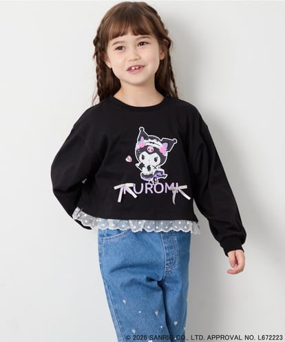 KJKJD06044 a.v.v KIDS [100-140]【サンリオ/数量限定】クロミ裾レースクロップドTシャツ