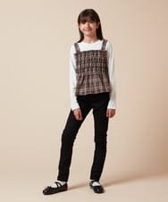 KJKJV36034 a.v.v KIDS(アー・ヴェ・ヴェ) [100-160]シャーリングビスチェドッキングトップス ベージュ
