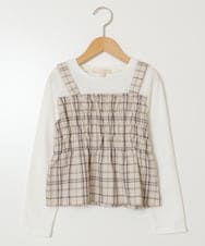 KJKJV36034 a.v.v KIDS(アー・ヴェ・ヴェ) [100-160]シャーリングビスチェドッキングトップス ベージュ