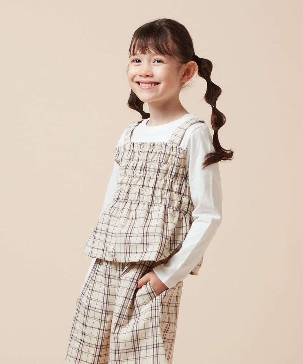 KJKJV36034 a.v.v KIDS(アー・ヴェ・ヴェ) [100-160]シャーリングビスチェドッキングトップス ベージュ