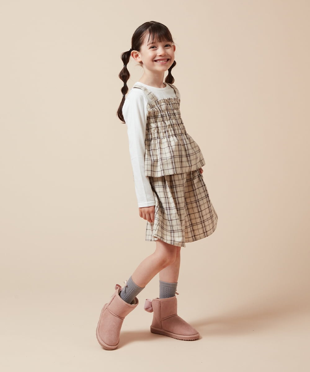 KJKJV36034 a.v.v KIDS(アー・ヴェ・ヴェ) [100-160]シャーリングビスチェドッキングトップス ベージュ