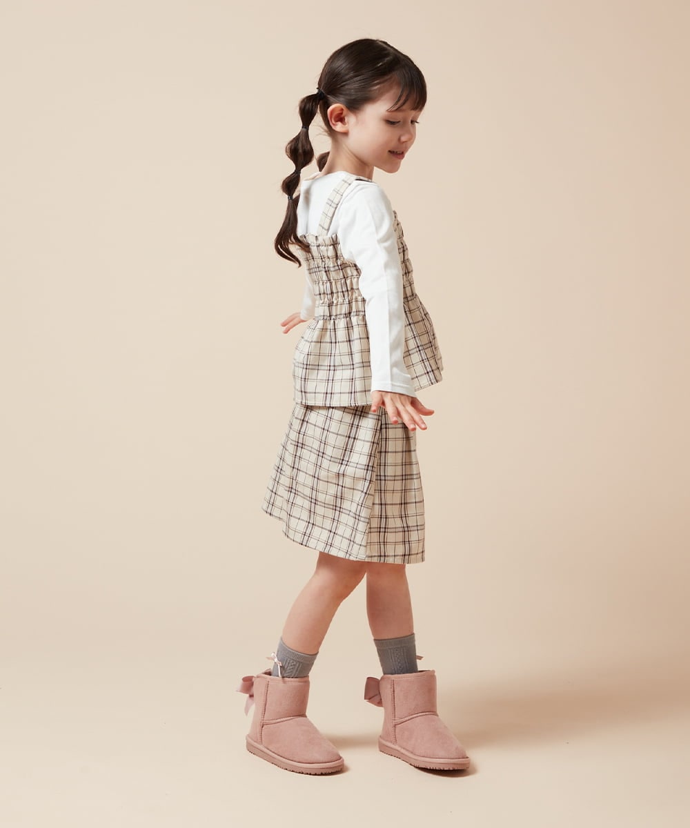KJKJV36034 a.v.v KIDS(アー・ヴェ・ヴェ) [100-160]シャーリングビスチェドッキングトップス ベージュ