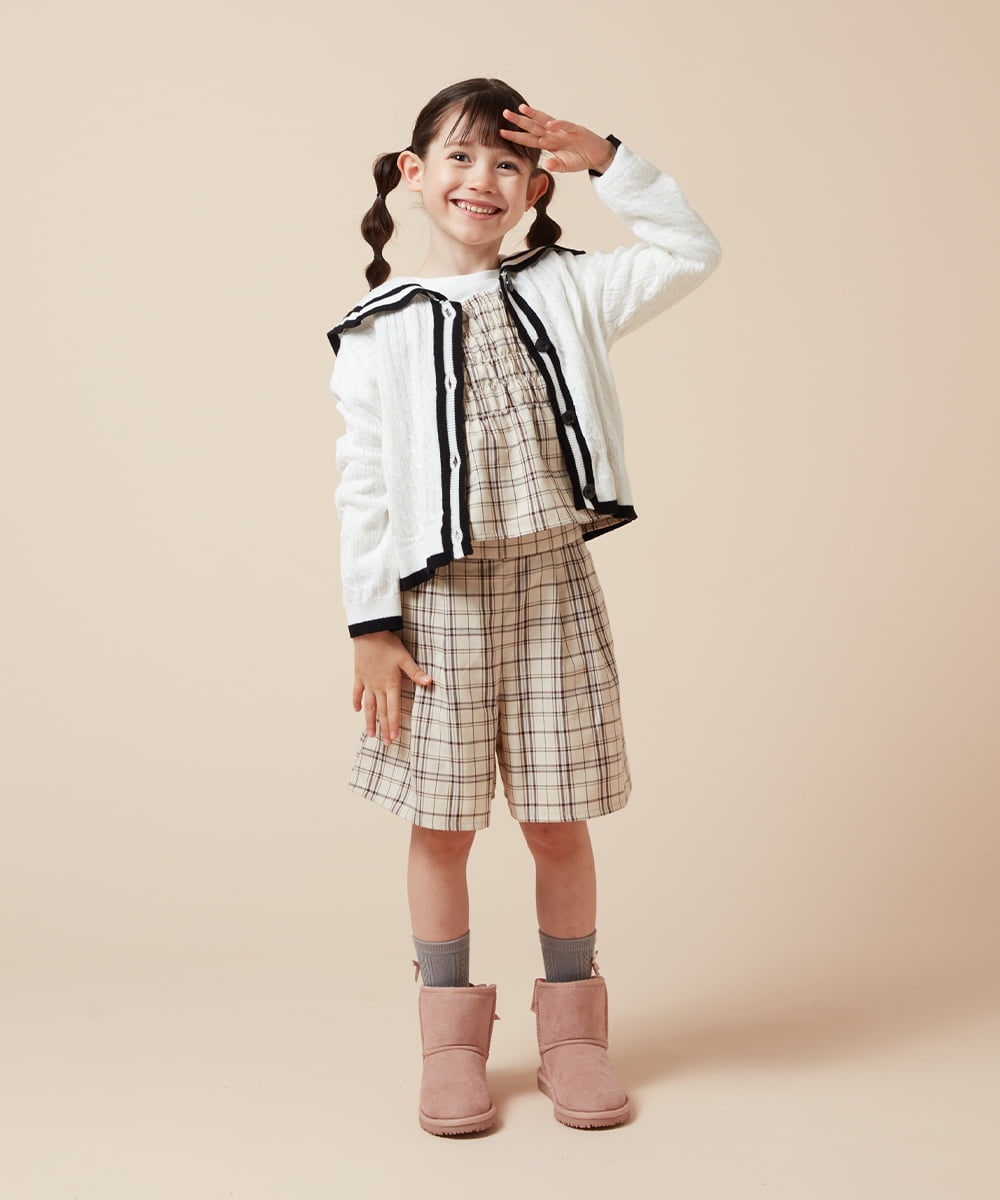 KJKJV36034 a.v.v KIDS(アー・ヴェ・ヴェ) [100-160]シャーリングビスチェドッキングトップス ベージュ