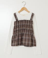 KJKJV36034 a.v.v KIDS(アー・ヴェ・ヴェ) [100-160]シャーリングビスチェドッキングトップス ブラウン