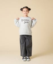 KJKKA34034 a.v.v KIDS(アー・ヴェ・ヴェ) [130-160]【袖デザイン/プリントロゴ＋パール調デザイン/通学にもオススメ】レーステープ裏毛トレーナー グレー