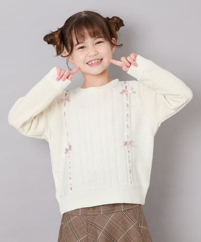 KJKKD13044 a.v.v KIDS [120-160]リボン付きニットドッキングPO