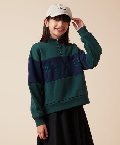 KJKKW31039 a.v.v KIDS [140-150]ハーフジップ配色ロゴスウェット