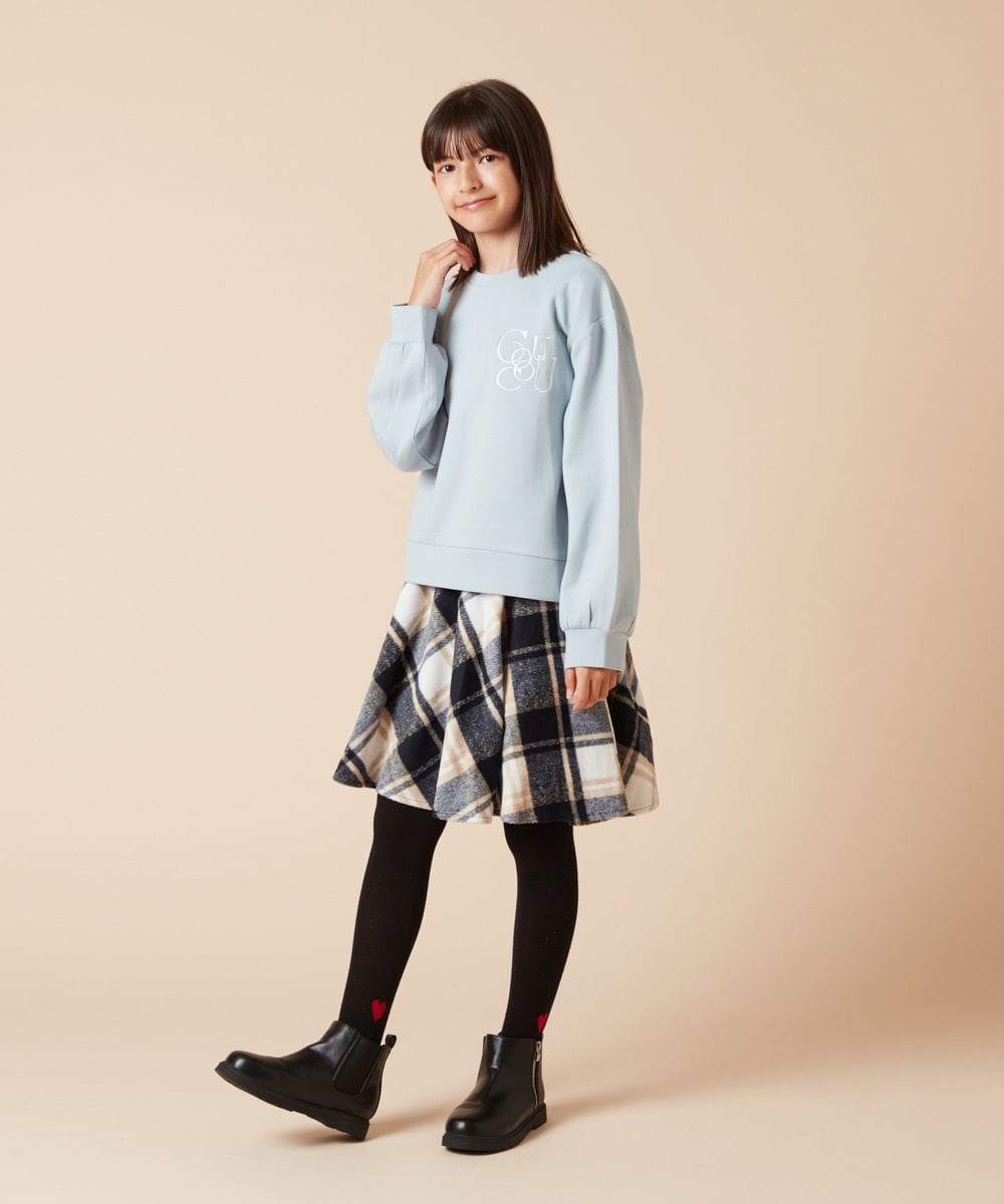 KJKKX41039 a.v.v KIDS(アー・ヴェ・ヴェ) [160]ワンポイントロゴ刺繍トレーナー ライトブルー