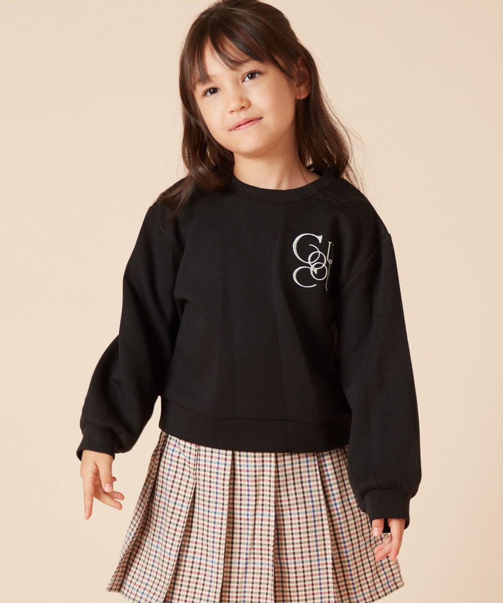 KJKKX41039 a.v.v KIDS(アー・ヴェ・ヴェ) [160]ワンポイントロゴ刺繍トレーナー ブラック