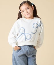 KJKLA41034 a.v.v KIDS(アー・ヴェ・ヴェ) [120-160]【立体リボンがカワイイ/通学にもオススメ】リボンテープ裏毛トレーナー アイボリー
