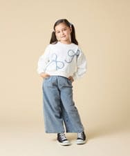 KJKLA41034 a.v.v KIDS(アー・ヴェ・ヴェ) [120-160]【立体リボンがカワイイ/通学にもオススメ】リボンテープ裏毛トレーナー アイボリー