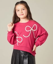 KJKLA41034 a.v.v KIDS(アー・ヴェ・ヴェ) [120-160]【立体リボンがカワイイ/通学にもオススメ】リボンテープ裏毛トレーナー アイボリー