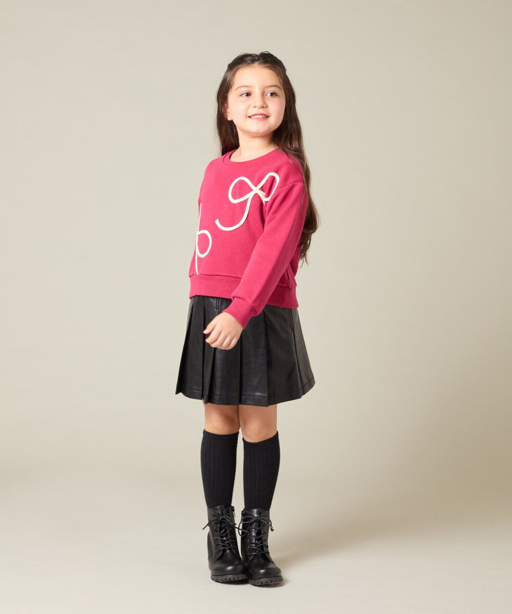 KJKLA41034 a.v.v KIDS(アー・ヴェ・ヴェ) [120-160]【立体リボンがカワイイ/通学にもオススメ】リボンテープ裏毛トレーナー アイボリー