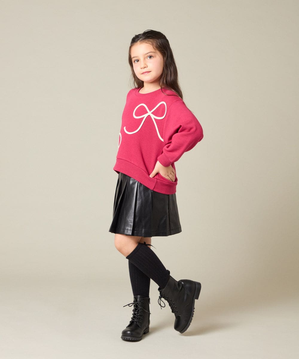 KJKLA41034 a.v.v KIDS(アー・ヴェ・ヴェ) [120-160]【立体リボンがカワイイ/通学にもオススメ】リボンテープ裏毛トレーナー アイボリー