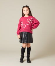 KJKLA41034 a.v.v KIDS(アー・ヴェ・ヴェ) [120-160]【立体リボンがカワイイ/通学にもオススメ】リボンテープ裏毛トレーナー アイボリー