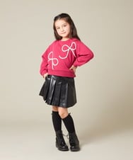 KJKLA41034 a.v.v KIDS(アー・ヴェ・ヴェ) [120-160]【立体リボンがカワイイ/通学にもオススメ】リボンテープ裏毛トレーナー アイボリー