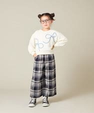 KJKLA41034 a.v.v KIDS(アー・ヴェ・ヴェ) [120-160]【立体リボンがカワイイ/通学にもオススメ】リボンテープ裏毛トレーナー アイボリー