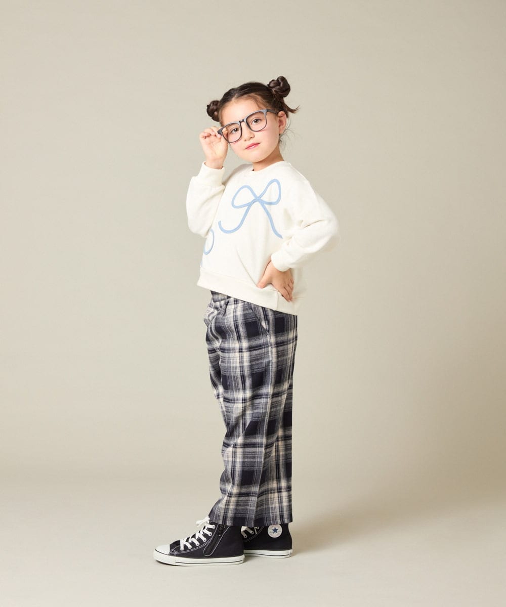 KJKLA41034 a.v.v KIDS(アー・ヴェ・ヴェ) [120-160]【立体リボンがカワイイ/通学にもオススメ】リボンテープ裏毛トレーナー アイボリー