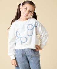 KJKLA41034 a.v.v KIDS(アー・ヴェ・ヴェ) [120-160]【立体リボンがカワイイ/通学にもオススメ】リボンテープ裏毛トレーナー アイボリー