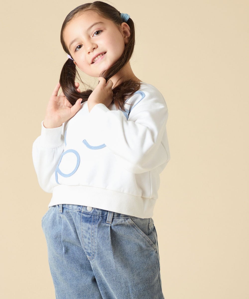KJKLA41034 a.v.v KIDS(アー・ヴェ・ヴェ) [120-160]【立体リボンがカワイイ/通学にもオススメ】リボンテープ裏毛トレーナー アイボリー