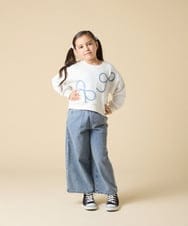 KJKLA41034 a.v.v KIDS(アー・ヴェ・ヴェ) [120-160]【立体リボンがカワイイ/通学にもオススメ】リボンテープ裏毛トレーナー アイボリー