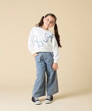 KJKLA41034 a.v.v KIDS(アー・ヴェ・ヴェ) [120-160]【立体リボンがカワイイ/通学にもオススメ】リボンテープ裏毛トレーナー アイボリー