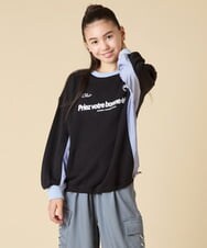 KJKLA42039 a.v.v KIDS(アー・ヴェ・ヴェ) [130-160]【切り替えバイカラー/スポーティ】配色切り替えロゴトレーナー グリーン