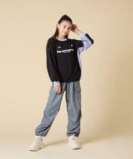 KJKLA42039 a.v.v KIDS(アー・ヴェ・ヴェ) [130-160]【切り替えバイカラー/スポーティ】配色切り替えロゴトレーナー グリーン