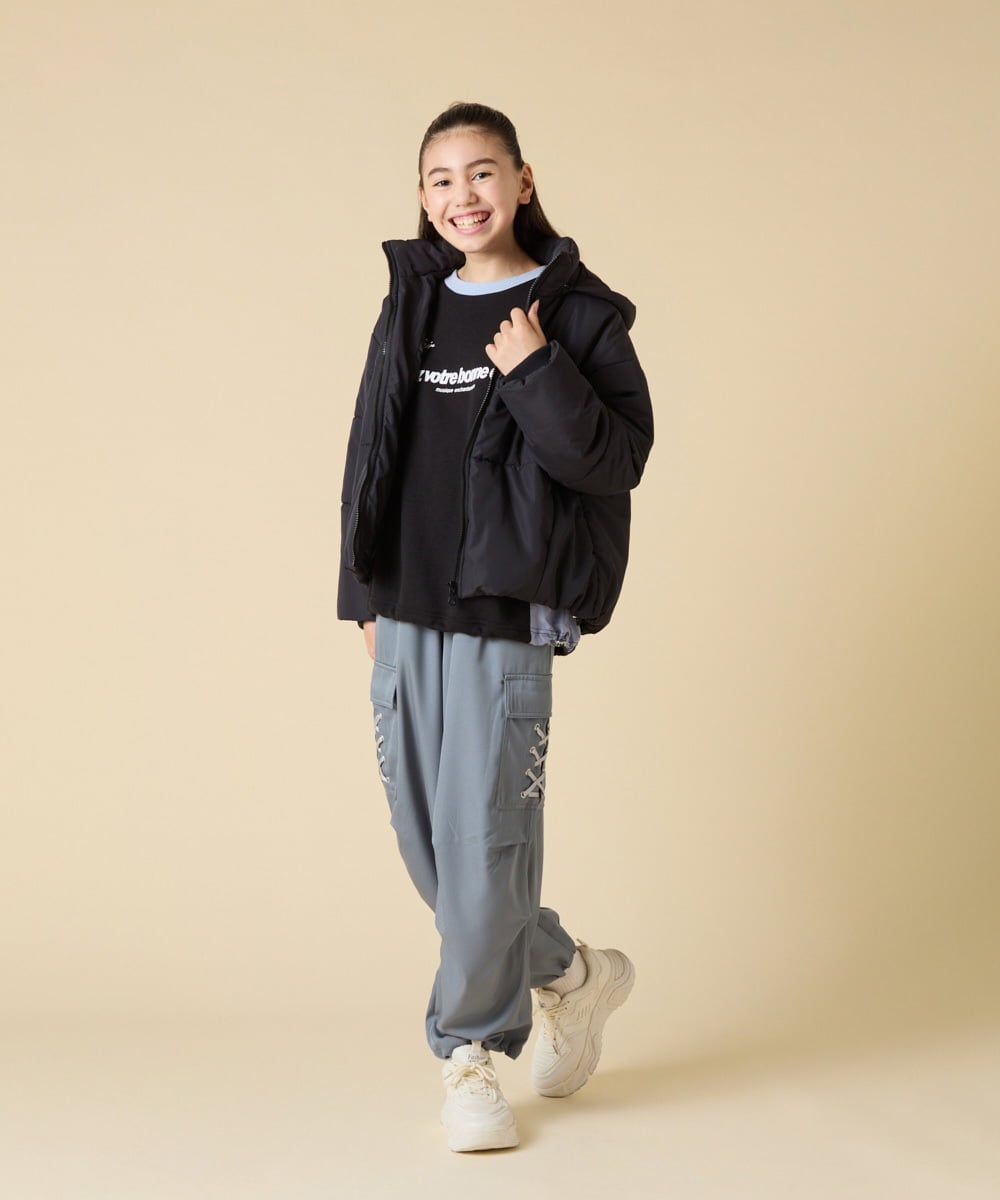 KJKLA42039 a.v.v KIDS(アー・ヴェ・ヴェ) [130-160]【切り替えバイカラー/スポーティ】配色切り替えロゴトレーナー グリーン