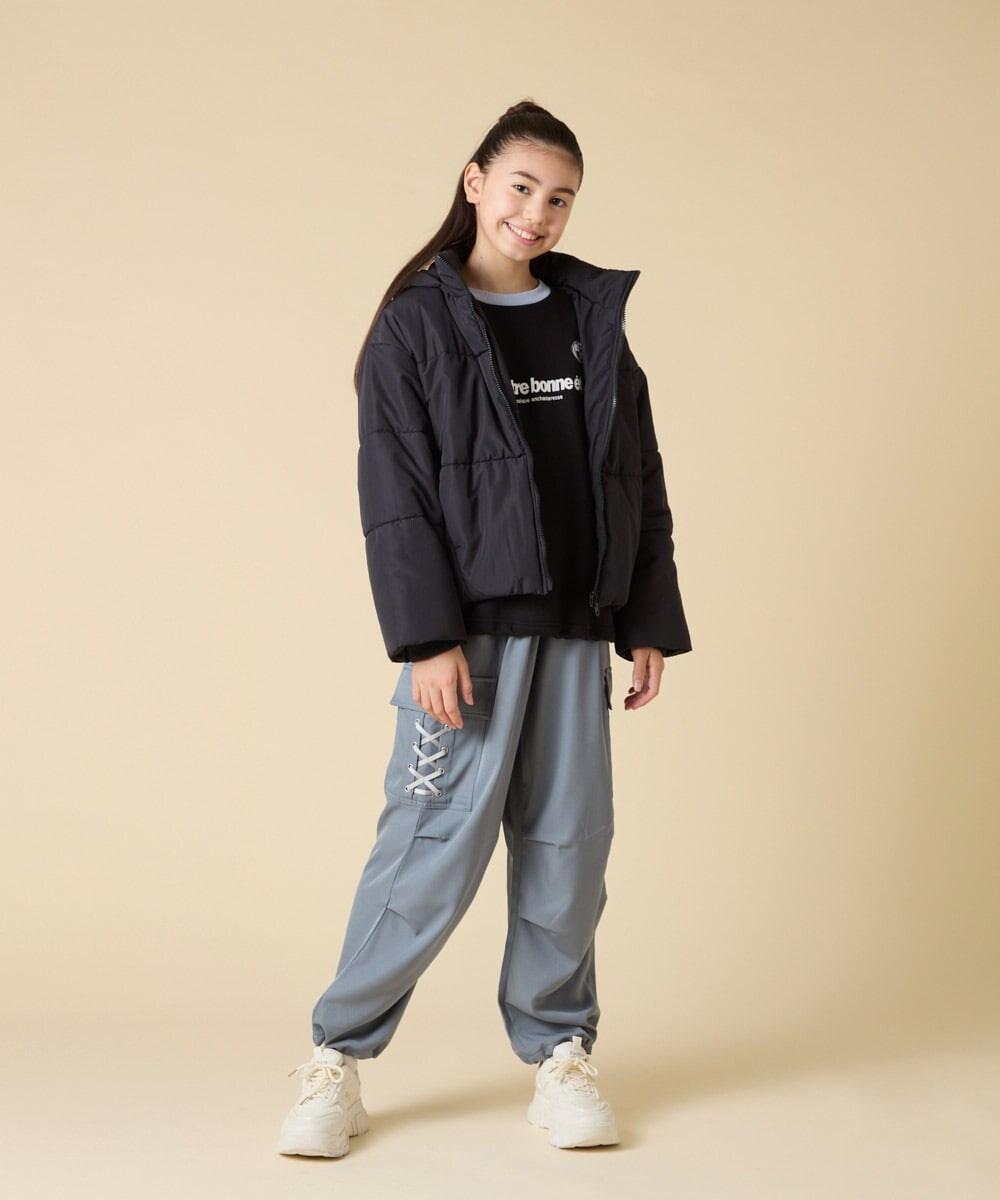 KJKLA42039 a.v.v KIDS(アー・ヴェ・ヴェ) [130-160]【切り替えバイカラー/スポーティ】配色切り替えロゴトレーナー グリーン