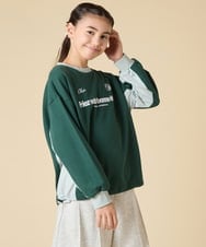 KJKLA42039 a.v.v KIDS(アー・ヴェ・ヴェ) [130-160]【切り替えバイカラー/スポーティ】配色切り替えロゴトレーナー グリーン