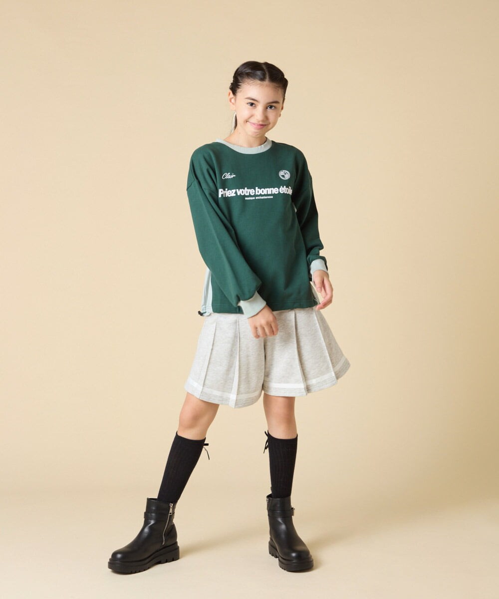 KJKLA42039 a.v.v KIDS(アー・ヴェ・ヴェ) [130-160]【切り替えバイカラー/スポーティ】配色切り替えロゴトレーナー グリーン