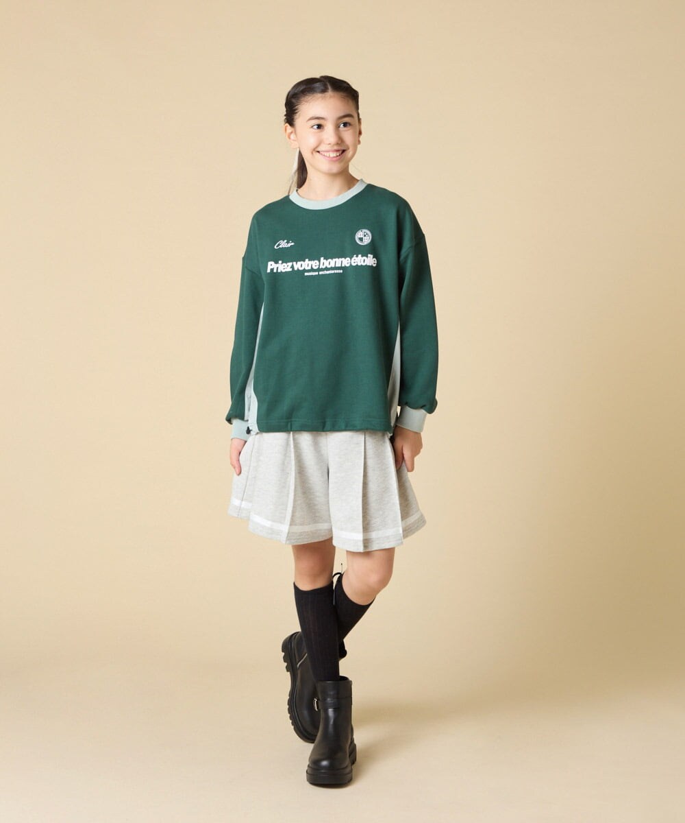 KJKLA42039 a.v.v KIDS(アー・ヴェ・ヴェ) [130-160]【切り替えバイカラー/スポーティ】配色切り替えロゴトレーナー グリーン